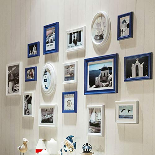 LHNLY-Bilderrahmen Hölze mehrfache weiße Bild-Foto-Rahmen-Collagen-Wand stellt für 16 Fotos im Familienhaus Wohnzimmer Treppenhaus DIY Kombination dekorative Malerei