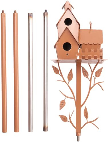 Frewurwer Garden Bird House Metal Bird Feeders Garden Stakes With Pole Bird Houses For Courtyard Backyard Patio Outdoor (Style E)