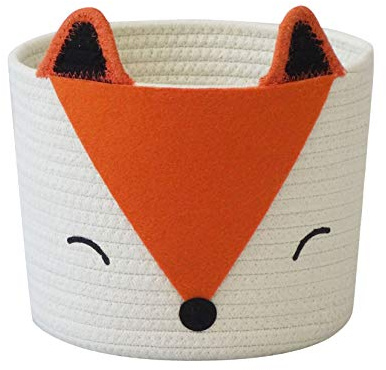 T&T Homewares Kleiner geflochtener Aufbewahrungskorb aus Baumwollseil, faltbar, Wäschekorb, Organizer für Spielzeug, Decke, Kleidung, Handtücher, Geschenke, Haustier, Katze, Hund, Kinderzimmer, (Fuchs