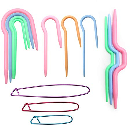 CHSEROK 13 Stück Maschenhalter, Bunte zopfnadeln zum Stricken, Stricknadeln Kabelnadeln Set, Praktische Strickwerkzeuge, Geeignet zum Stricken von Schals, Socken, Handschuhen