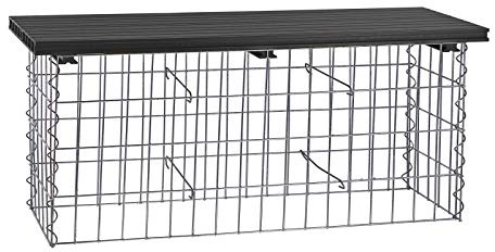 DEMA WPC Gabionenbank, Gabione, Steinkorb, Drahtkorb, Sitzbank, Gartenbank, anthrazit, 100 x 30 cm, robuste Konstruktion für Garten und Außenbereich
