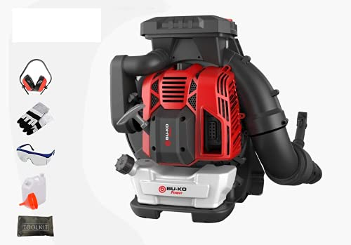 BUKO 79CC Benzin laubbläser rückentragbar Kraftvoller 2 Takt Luftgekühlter laubbläser Benzin Motor Leichtgewichtler, verbesserten rücken gepolsterten Tragriemen laubgebläse
