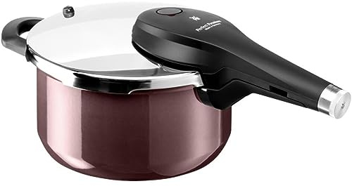 WMF Perfect Premium Fusiontec Schnellkochtopf Induktion, Dampfkochtopf 4,5l, High-Tech Keramik, 2 Kochstufen, All-In-One-Drehknopf, dunkelrot