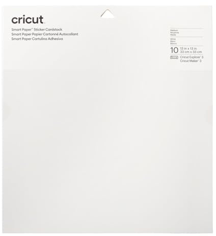 Cricut Smart Paper Sticker Cardstock | 10 sheets | 33cm x 33cm | White
