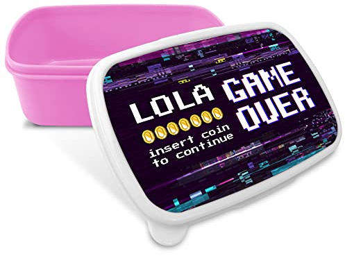 Scatola per la merenda dei bambini. Scatola per la merenda dei bambina e bambino. Scatola della merenda con nome e classe. Adatto al microonde e privo di BPA, fitati e metalli pesanti. GAME OVER