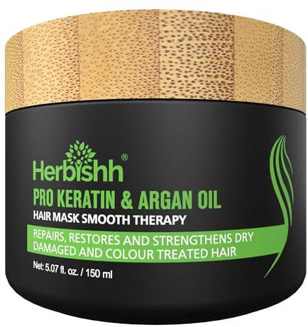 Herbishh Argan-Haarmaske – Tiefenpflege und Feuchtigkeit für gesünder aussehendes Haar bei sehr trockenem, schwachem und gestresstem Haar (150ml)