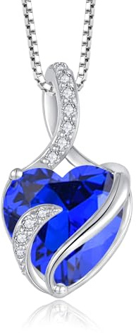 FJ Necklaces for Women 925 Sterling Silver Sapphire Necklace Infinity Heart Pendant September Birthstone Jewellery for Women