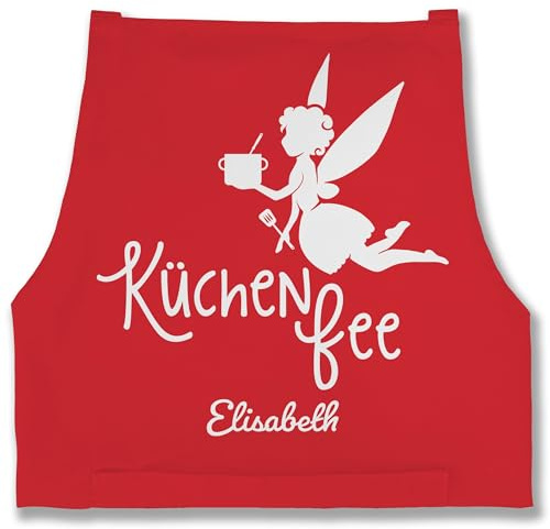 Geschenk mit Namen personalisiert by Shirtracer - Schürze - Damen Frauen - Küchenfee mit Name I Kochschürze Küchenfee