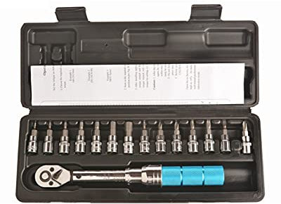 Chiave dinamometrica Chiave dinamometrica Drive 1/4DR 2-14 Nm Chiave dinamometrica per bici Strumenti di riparazione per biciclette Chiave a cricchetto meccanica (dimensioni: 15 pezzi set 2-14 Nm) (c