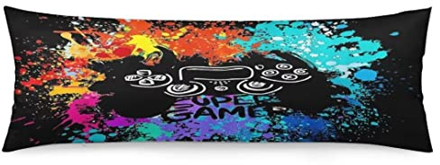 Game Controller Body Pillow Cover for Boys Gifts Gamer Gaming Printed Long Pillow Case Protector with Zipper Decorative Modern Large Pillowcases Black Cushion Covers for Bedroom,Sofa 20x54,Colorful
