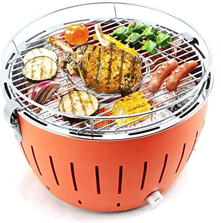 Parrilla Pequeña Liviana Y Compacta, Parrilla De Carbón Para Barbacoa Con Cámara De Carbón Independiente, Potente Ventilador Incorporado Y Dos Métodos De Suministro De Energía, Para Barbacoas Camping