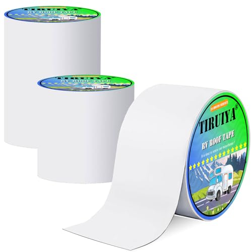 Tiruiya Nastro sigillante Impermeabile per Camper, Nastro butilico Bianco, Nastro bituminoso per Tetto, Caravan, Doccia, Bianco Camper, Tubi, Giunti, Toppa (5cm x 10m x 1roll)