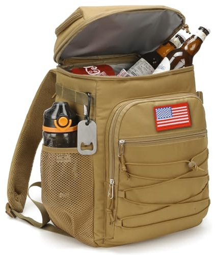 Portable Tactical Backpack Cooler, 25L Storage Long Hours Temperature Retention Outdoor Insulated Cooler Bag, Leakage-Proof Cooler Backpack for Hiking Picnic Camping Beach
