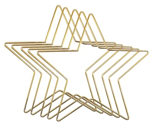 LZLUCKCOME 5 Stück Metallring zum Basteln, Herz/Mond/Fünfeck Traumfänger und DIY Weihnachten Handwerk Basteln, für Hochzeit Kranz, Traum Catcher (Gold, Fünfzackiger Stern(100MM*5))