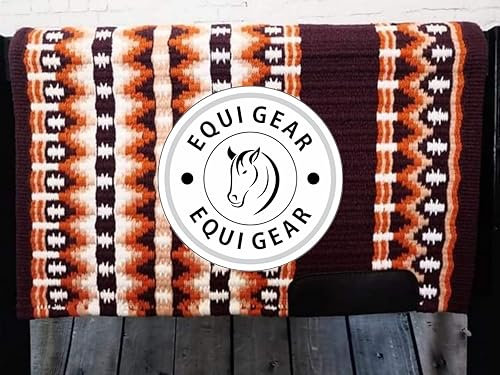 EQUIGEAR Western Show Horse Satteldecke aus neuseeländischer Wolle, Western-Design, handgefertigte Satteldecke, Wollpolster, Sensor Flex (Anpassung möglich), WK32 (36x42)