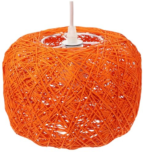 Angoily Rattan Deckenleuchte im Chinesischen Stil mit Licht Installieren Natürlicher Materialmix für Schlafzimmer und Flur Elegante Gewebte Pendellampe