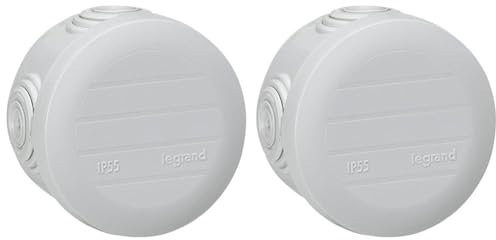 Legrand - Boîte de dérivation ronde - Ø60mm, profondeur 40mm - fermeture par enclipsage - gris (Lot de 2)