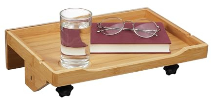 Relaxdays Bettablage, Mini-Nachttisch zum Klemmen, für Bett & Hochbett, H x B x T: 9 x 36 x 25,5 cm, aus Bambus, Natur