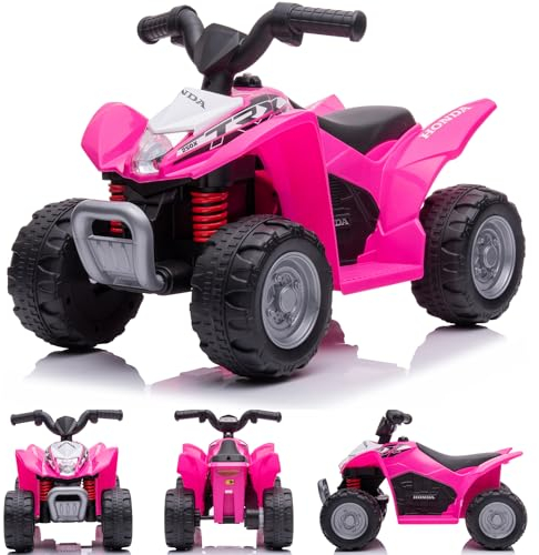 Kinder Elektroauto Quad, 3km/h, Kinderquad, Rutschauto fur Kinder ab 18 Monaten, Led Lampe, Spielzeug, Electroroller (Rosa)