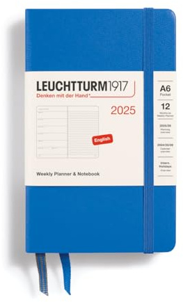 LEUCHTTURM1917 370650 veckokalender och anteckningsbok ficka (A6) 2025, sky, engelska