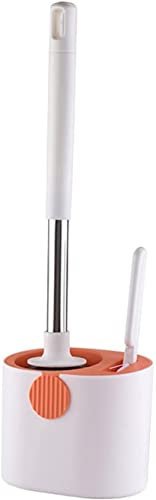 Toilet Brush And Holder Set Cleaning Tool With Base For Household Cleaning Brushes Bathroom Accessories(Orange)