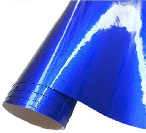 TAIGUHUI Carbon Folie, glänzende Bonbon-Vinylfolie, ultraglänzende metallische Autoverpackungsfolie, Autoaufkleber, Computer-Laptop-Telefonabdeckung Folie Auto(Blue,152X20 cm)