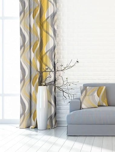 Gardinen Vorhangen Mehrfarbig 140x160 cm (BxH) 1 Stück Kalskrona Satin Gardine mit Kräuselband Curtains Vorhänge für Deko Wohnzimmer Schlafzimmer Küchengardinen Fenstergardinen Senf Gelb Gold