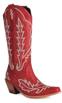 Artykey Stivali Texani Donna,Stivali da Cowboy Donna Motociclista,Stivali alla Moda, Stivali ad altezza ginocchio E1