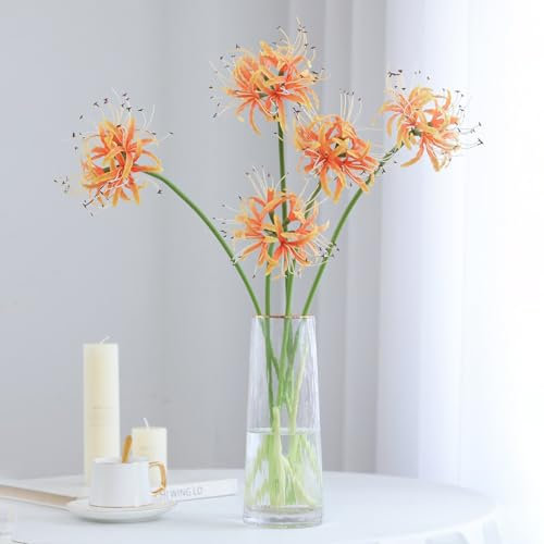 RXMORI 5 Pièces Lycoris Fleurs Artificielles, 67 Cm Artificielle Lycoris Radiata Araignée Lys Fleurs pour Photographie Hôtel Jardin Décoration de La Maison (A)