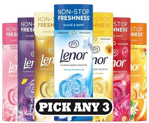 Lenor In-Wash Scent Booster Beads 155g | Mix & Match Any 3 Scents | Non-Stop Freshness | Shake & Sniff Fragrance Boost | 3 x 155g