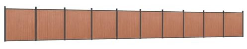 Tidyard Zaunelement,Gartenzaun 1737x186 cm mit Aluminiumpfosten Bodenplatte, Sichtschutzzaun für Garten Terrasse, Lamellenzaun Windschutzzaun, Braun WPC