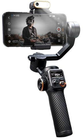 Smartphone Gimbal Stabilizer med AI Vision Sensor & med stativ, magnetisk design, Vlogging Stabilizer, 3-axlig intelligent telefon Gimbal bärbar och hopfällbar för videoinspelning