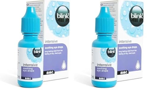 Blink Intensive Soothing Eye Drops - Instant and Long-Lasting Lubricating Eye Drops for Tired Eyes with Hyaluronic Acid, Suitable for Contact Lens Wearers, Refreshing, 10 ml