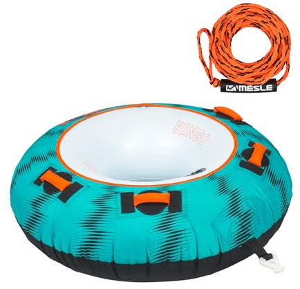 Mesle Funtube Ringo 54, Set mit Leine, 1-2 Personen Donut Wasserreifen aufblasbar, Towable Tube für Kinder & Erwachsene, Wasser Schleppring für Boot & Jetski, Wasserreifen zum Ziehen