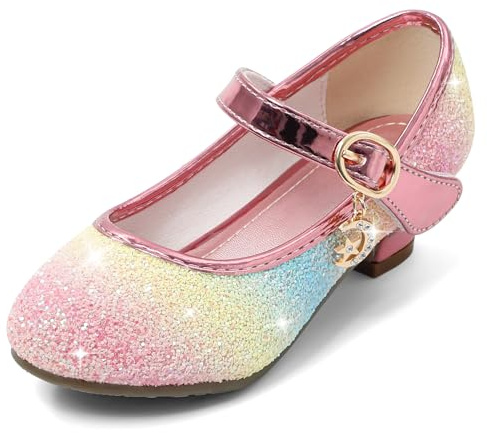 Cheerful Mario 5-10 Año Zapatos Princesa Niñas Brillante de Vestir Bailarinas de Tacones para Fiestas Cumpleaños y Cosplay