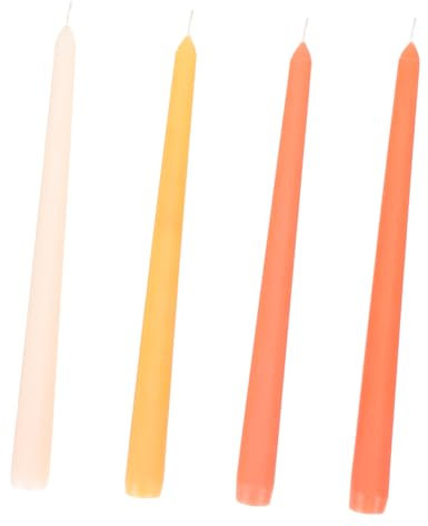 HOLIDYOYO Lot de 4 Bougies Coniques Parfumées à Longue Tige, Taille Grosse, Cire Naturelle, Parfum D'orange Douce, Décorations pour Mariage et Dîner Romantique, Bougies D’intérieur Effet