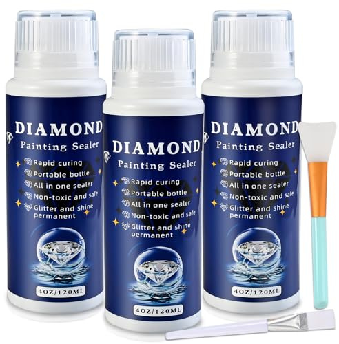 Cieex Diamond Art Lot de 3 flacons d'enduit avec tête éponge applicable, accessoires de peinture diamant pour fixation et brillance permanente des diamants