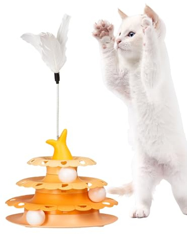 Generisch Teaser pour chat - Boules pour chat - Plaisir de soi - Avec ressort - Jouet interactif pour la chasse et l'entraînement en intérieur