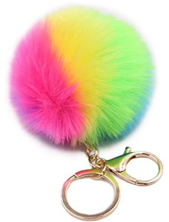 Ipetboom Plüsch Schlüsselanhänger Regenbogen Ball für Auto und Schlüssel