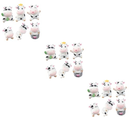 TOYANDONA 3 Series Adornos De Resina Animal Mini Animales Adorno De Jirafa Animales De Granja Gigantes Tierra Vaca De Juguete Figuras Estatua En Miniatura Estatua De Vacas 6 Piezas*3