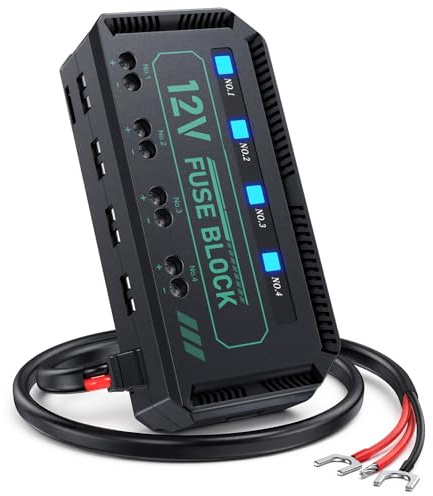 ZEXMTE sicherungshalter 12 volt，Universelles 20-A kfz sicherungen set mit LED-Anzeigeleuchte，Motorradzubehör-Stromversorgungseinheit mit 4 Stromkreisen für 12-Volt-Fahrzeuge