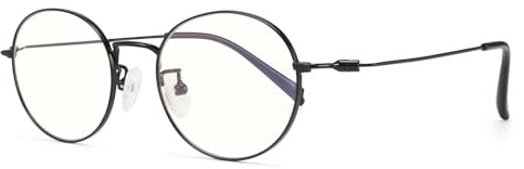 Dollger Occhiali filtro luce blu per uomini e donne, occhiali da computer antiriflesso con montatura in titanio, occhiali rotondi retrò unisex 2025, nero scuro, m
