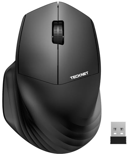 TECKNET 2,4GHz Kabellose Maus, 3 einstellbare DPI Computer Maus mit USB-Empfänger, Ergonomische Maus kabellos, 24 Monate Akkulaufzeit, Funkmaus für Laptop, PC, MacBook und Desktop - Schwarz