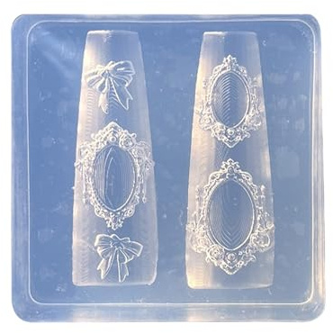 Moules en silicone pour cadre photo gaufré pour l'art - Créez des décorations de manucure détaillées - 1 pièce / 2 pièces outils de nail art moule en silicone