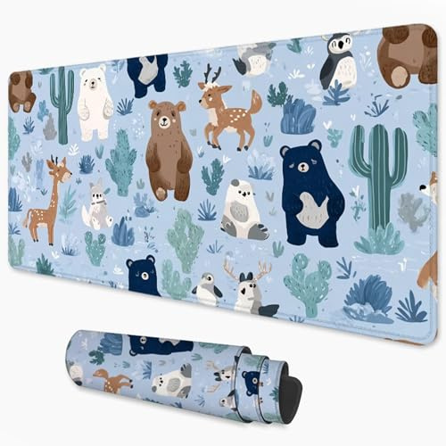 Alfombrilla Ratón Azul Mouse Pad 500x250 mm, Grande Alfombrilla Gaming Oso con Superficie Especial Que Mejora la Velocidad y la precisión, Mousepad Impermeable para Gamers, PC y Portátil 3Y-392
