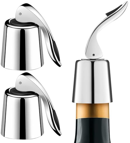 2 Piezas Tapón de Acero Inoxidable para Botella de Vino, Tapones Universal, Cierre Hermético de Silicona, Reutilizable, a Prueba de Fugas, Mantiene Fresco