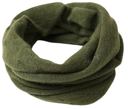 Prettystern 100 % lätt stickad kashmirull halsduk för kvinnor tubulär halsduk, Olivgrön, One size
