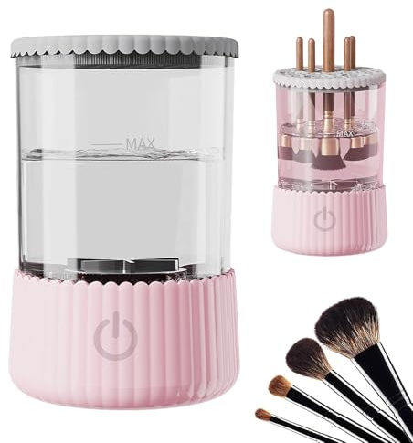 Electric Makeup Brush Cleaner Machine, Cosmetic Brush Cleaner, Automatic Cosmetic Brush Cleaner for All Size Beauty Makeup Brushes, Gift for Women, Friend, Christmas (Pink)