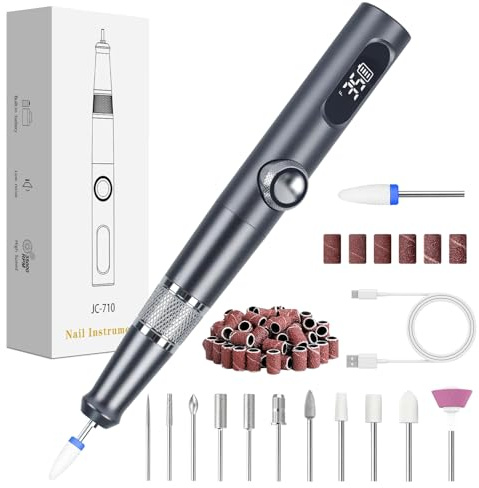 Elektrische Nagelfräser,35000 U/Min Nagelfräser für Gelnägel, 12 IN 1 Professionell Fräser für Nägel & Acrylnägel,elektrische Nagelfeile stufenloser Geschwindigkeitsregelung
