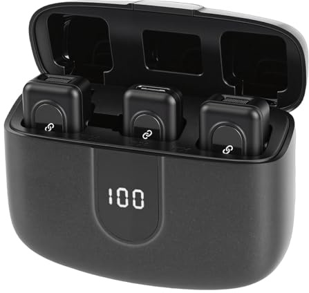 Kikumi Micrófono Lavalier Inalámbrico 2.4G, Micrófono de Solapa Bluetooth con Cancelación de Ruido y Reverberación Incorporada, para Grabación de Video en Transmisión en Vivo de
